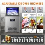 RAPSUAR 120Lbs Commercial Ice Maker with Storage Bin