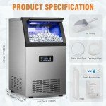 RAPSUAR 120Lbs Commercial Ice Maker with Storage Bin