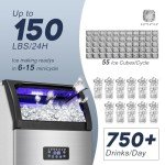 150LB Commercial Ice Maker with Storage Bin