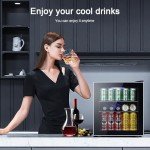 Mini Fridge Cooler with Glass Door, 60 Can Capacity