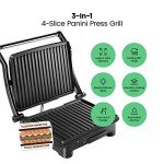 Chefman 4-Slice Panini Press and Grill, Black