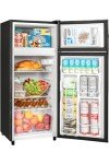 Compact Double Door Refrigerator with Freezer, Black