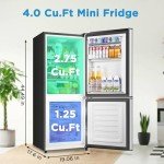 Saeoola Mini Fridge with Bottom Freezer, 4.0 Cu.Ft