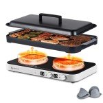 AMZCHEF Double Induction Cooktop with Griddle Pan