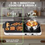 AMZCHEF Double Induction Cooktop with Griddle Pan