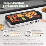 AMZCHEF Double Induction Cooktop with Griddle Pan