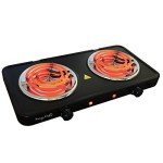 MegaChef Portable Dual Coil Electric Cooktop in Black