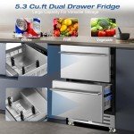 24" Dual Drawer Outdoor Stainless Steel Fridge