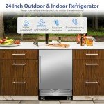24-Inch Outdoor Refrigerator with Wheels for Beverages