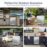 24-Inch Outdoor Refrigerator with Wheels for Beverages