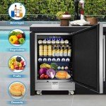 24-Inch Outdoor Refrigerator with Wheels for Beverages