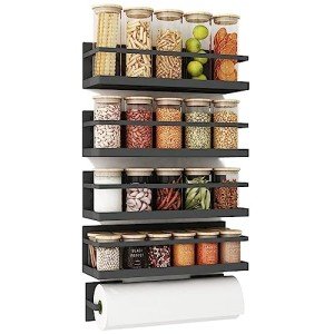 Roysili Magnetic Spice Rack and Towel Holder Set