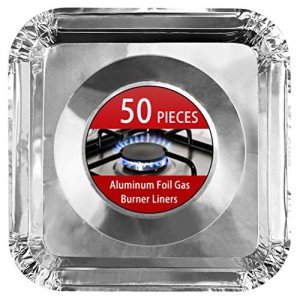 50 Pack Aluminum Foil Burner Liners for Gas Stoves