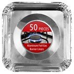 50 Pack Aluminum Foil Burner Liners for Gas Stoves