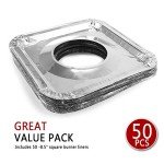 50 Pack Aluminum Foil Burner Liners for Gas Stoves