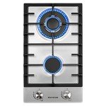 12-Inch Stainless Steel Gas Cooktop with 2 Burners