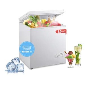 EUASOO 3.5 Cu.Ft Compact Chest Freezer with Basket