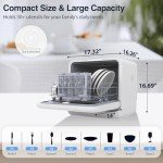 AGLUCKY Portable Countertop Dishwasher with 6 Programs