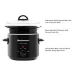 Elite Gourmet 3 Quart Electric Slow Cooker, Black