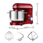 Aucma 6.5QT 660W Tilt-Head Stand Mixer in Red