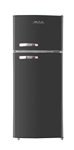 RCA 2-Door Retro Black Refrigerator with Freezer
