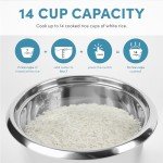 Aroma Stainless Steel Rice Cooker & Warmer, 14-Cup