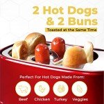 Nostalgia 2 Slot Hot Dog and Bun Toaster with Mini Tongs, Retro Toaster, Cooker that Works Chicken, Turkey, Veggie Links, Sausages Brats, Metallic Red