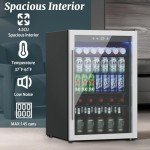 DOGHLY 4.5 Cu.ft Beverage Refrigerator Cooler, 145 Can Mini Fridge with Glass Door, Digital Temperature Display for Soda, Beer or Wine For Office or Bar with Adjustable Removable Shelves