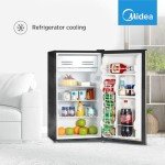 Midea WHS-160RB1 Single Reversible Compact Refrigerator, 4.4 Cubic Feet Fridge, Black