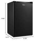 Midea WHS-160RB1 Single Reversible Compact Refrigerator, 4.4 Cubic Feet Fridge, Black