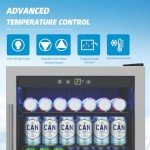 Erivess 4.5 Cubic Feet Mini Fridge, 145 Can Freestanding Beverage Refrigerator with Glass Front Door for Soda, Beer Under Counter Drink Dispenser with Adjustable Shelves and Digital Display(Silver)