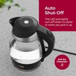 Mueller Living Electric Kettle, Electric Tea Kettle for Boiling Water, 1500W SpeedBoil Teach Automatic Shutoff, 1.8L Cordless with LED Light, Borosilicate Glass Tea Kettle Pot Water Heater, BPA Free
