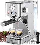 KOIOS Espresso Machines, Upgraded 1200W Espresso Maker with Foaming Steam Wand, 20 Bar Semi-Automatic Steam Espresso Coffee Maker for home, Cappuccino & Latte Machine with 58oz Removable Water Tank