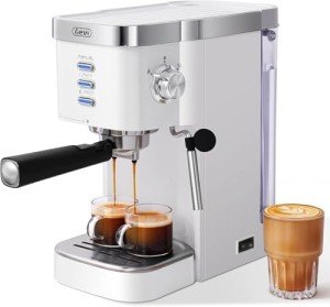 Gevi Espresso Machine 20 Bar High Pressure,Super Automatic Espresso Machines with Milk Frother Steam Wand,Cappuccino & Latte Maker with Volume Control for Home,Espresso Maker,Gift for Coffee Lover