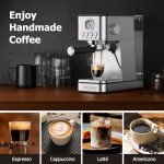 KOIOS Espresso Machines, Upgraded 1200W Espresso Maker with Foaming Steam Wand, 20 Bar Semi-Automatic Steam Espresso Coffee Maker for home, Cappuccino & Latte Machine with 58oz Removable Water Tank