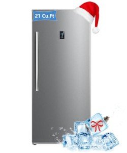 Techomey 21 Cu.Ft Upright Freezer, Stainless Steel, Stand Up Convertible Freezer/Refrigerator 115v, Garage Vertical Freezer with Single Door, Quick Freeze, Lock