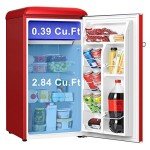 Galanz GLR33MRDR10 Retro Compact Refrigerator, Single Door Fridge, Adjustable Mechanical Thermostat with Chiller, 3.3 Cu Ft, Red
