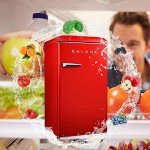 Galanz GLR33MRDR10 Retro Compact Refrigerator, Single Door Fridge, Adjustable Mechanical Thermostat with Chiller, 3.3 Cu Ft, Red
