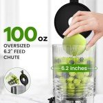 Cold Press Juicer, 6.2" Extra-Large Feeding Chute Juicer, 350W Slow Masticating Juicer Machines for Whole Fruits and Vegetables, Easy to Clean