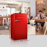 Galanz GLR33MRDR10 Retro Compact Refrigerator, Single Door Fridge, Adjustable Mechanical Thermostat with Chiller, 3.3 Cu Ft, Red