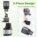Cold Press Juicer, 6.2" Extra-Large Feeding Chute Juicer, 350W Slow Masticating Juicer Machines for Whole Fruits and Vegetables, Easy to Clean