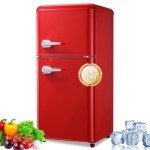 EUASOO 3.5 Cu.Ft Compact Refrigerator, Retro Fridge with Dual Door, Small Refrigerator with freezer,7 Level Adjustable Thermostat for Garage, Dorm,Bedroom, Office, Apartment-Red