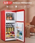 EUASOO 3.5 Cu.Ft Compact Refrigerator, Retro Fridge with Dual Door, Small Refrigerator with freezer,7 Level Adjustable Thermostat for Garage, Dorm,Bedroom, Office, Apartment-Red