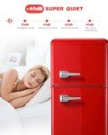 EUASOO 3.5 Cu.Ft Compact Refrigerator, Retro Fridge with Dual Door, Small Refrigerator with freezer,7 Level Adjustable Thermostat for Garage, Dorm,Bedroom, Office, Apartment-Red