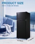 EUASOO KB FLS-80-Black 3.5Cu.Ft Compact, Small Refrigerator with Freezer, Retro Fridge with Dual Door, 7 Level Adjustable Thermostat for Garage, Dorm,Bedroom, Office, Apartment, Black