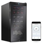 Ivation 18 Bottle Compressor Wine Cooler Refrigerator with Wi-Fi Smart App Control Cooling System | Large Freestanding Wine Cellar Fridge For Red White Champagne or Sparkling, Black Glass Door & Lock