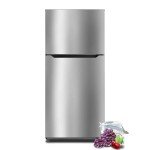 Techomey 13.9 Cu.Ft.Top Freezer Refrigerator, Frost Free Refrigerator with Freezer, 28" Compact Refrigerator, Garage Fridge, Standard Depth, Gallon Door Bins, LED Light, Stainless Steel