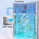 Techomey 13.9 Cu.Ft.Top Freezer Refrigerator, Frost Free Refrigerator with Freezer, 28" Compact Refrigerator, Garage Fridge, Standard Depth, Gallon Door Bins, LED Light, Stainless Steel
