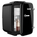 YASHE Mini Fridge, 4 Liter/6 Cans Small Refrigerator for Skincare, 110V AC/ 12V DC Thermoelectric Cooler and Warmer for Bedroom, Office, Dorm, Car, Black
