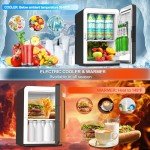 15 Liter Mini Fridge for Bedroom, Portable 110V AC/12V DC Power Small Mini Refrigerator for Office, Home, Car, Thermoelectric Electric Cooler and Warmer Tiny Fridge for Skincare, Food, Drinks